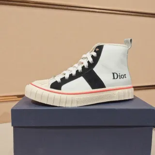 Dior B23 Sneakers Lifestyle Blanc et Noir en Toile à Empeigne Haute