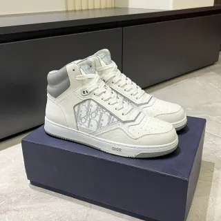 Dior B23 白色和灰色 Monogram 高帮生活方式运动鞋