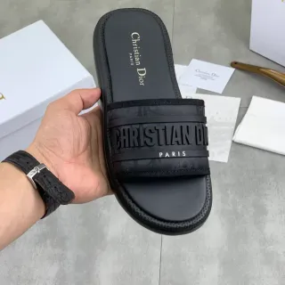 Dior B27 Noir Logo Embossé Sandales à glisser