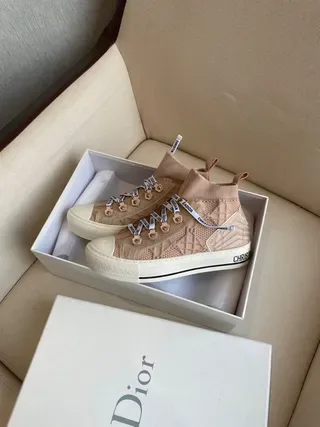 Dior B27 Baskets Lifestyle Rose Beige Tricotées Hautes 3