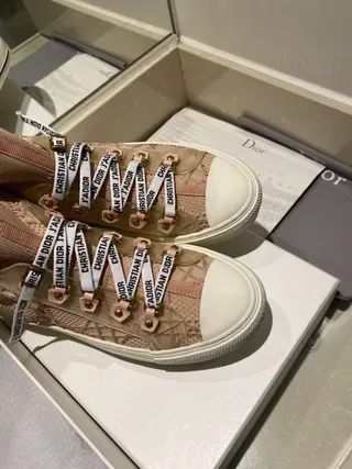 Dior B27 Baskets Lifestyle Rose Beige Tricotées Hautes 7