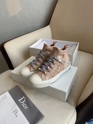 Dior B27 Baskets Lifestyle Rose Beige Tricotées Hautes 8