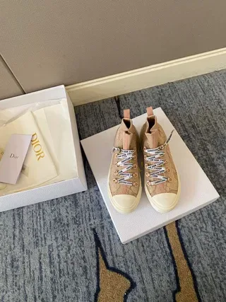 Dior B27 Baskets Lifestyle Rose Beige Tricotées Hautes 9