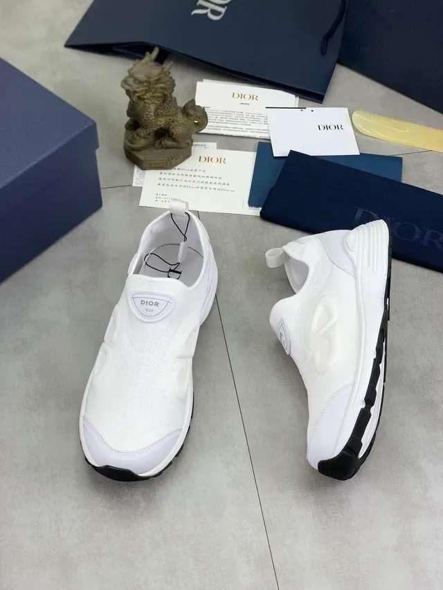 Dior B30 أحذية رياضية بيضاء من الخيط ذات الارتداء السهل نمط حياة 5