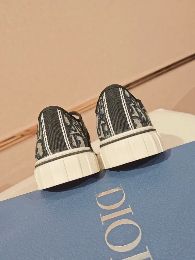 Dior Black Beige Monogram Jacquard Upper Ribbed Rubber Toe Cap Lifestyle Sneakers 3