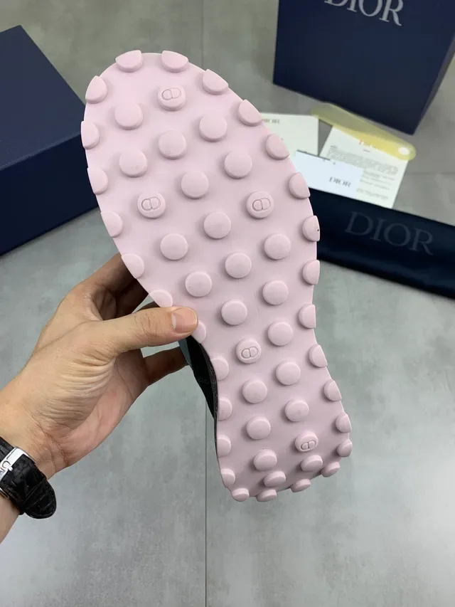 Dior Noir Bleu Matériau Mixte Supérieur Semelle Caoutchouc Speckled Sneakers Lifestyle 2