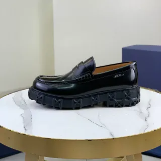 Dior 黑色棕色 亮面漆皮 便士带 乐福鞋