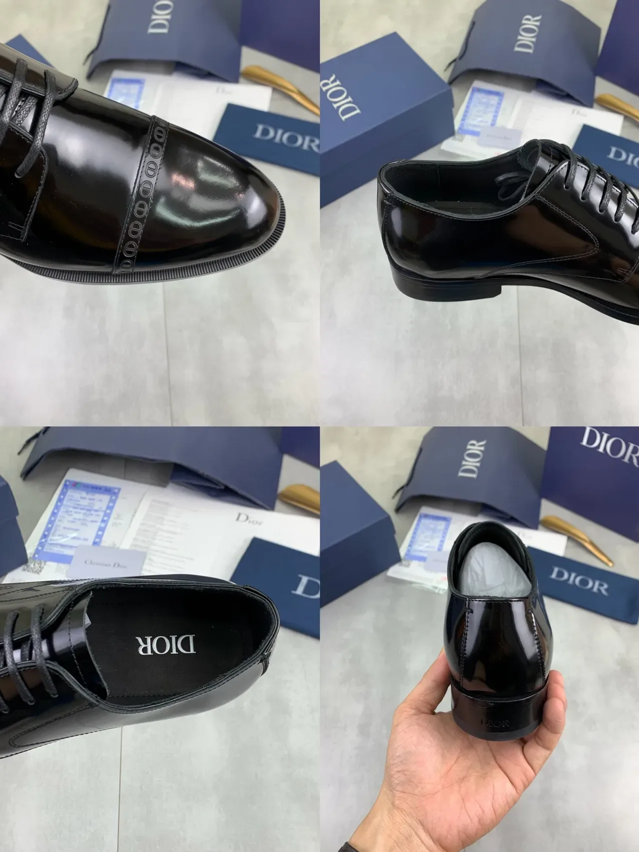Dior Chaussures Oxford Noir avec Finition Glossy Patent-Like et Cap Toe 2