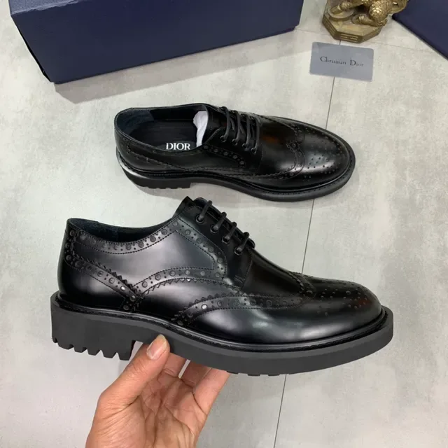 Dior Black Polished Leather Wingtip Brogue 5