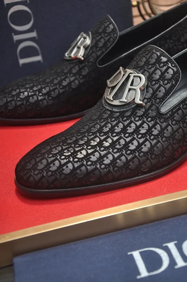 Dior Black Silver Embossed Oblique Pattern Metal CD Logo Buckle Loafer 2