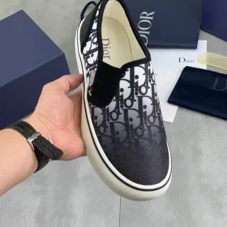 Dior Sneakers Lifestyle Noir et Blanc Impression Oblique Monogramme Construction Slip-On
