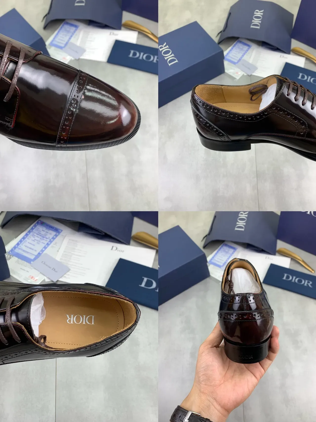Dior Burgundy Black Cap-Toe Brogue 2