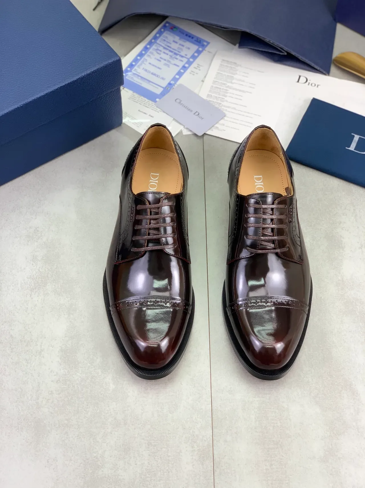 Dior Burgundy Black Cap-Toe Brogue 5