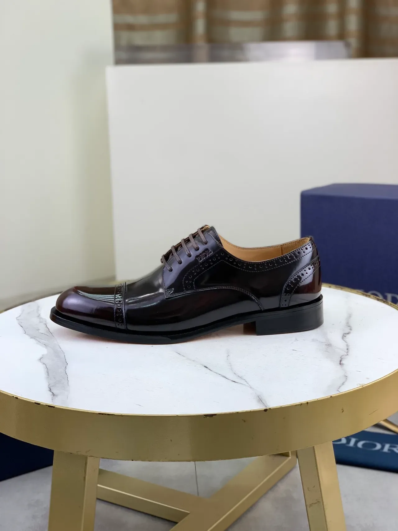 Dior Burgundy Black Cap-Toe Brogue 6