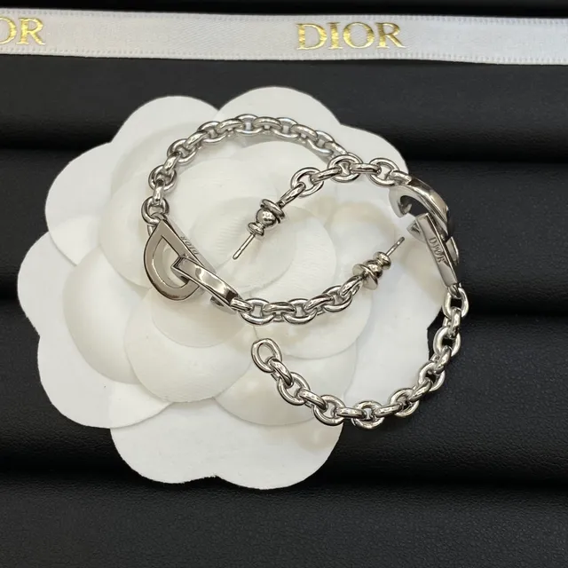 Dior Camellia Chain Silver White Curb Resin Motif collier 4