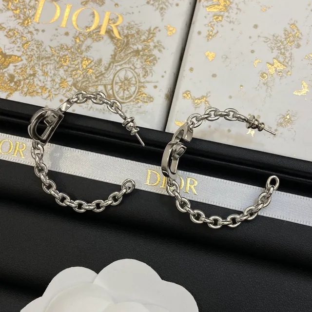 Dior Camellia Chain Silver White Curb Resin Motif collier 5