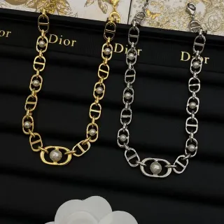 Dior Diorever قلادة سلسلة ذهبية وفضية