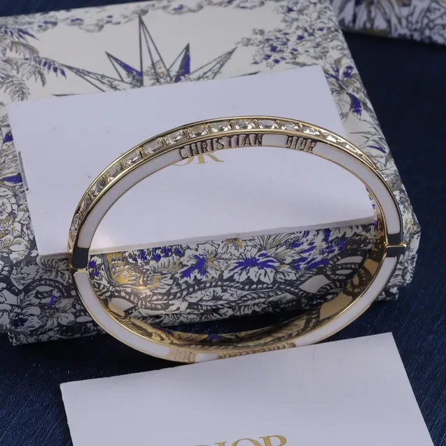 Dior Enamel and Crystal Hinged Bangle Bracelets 2