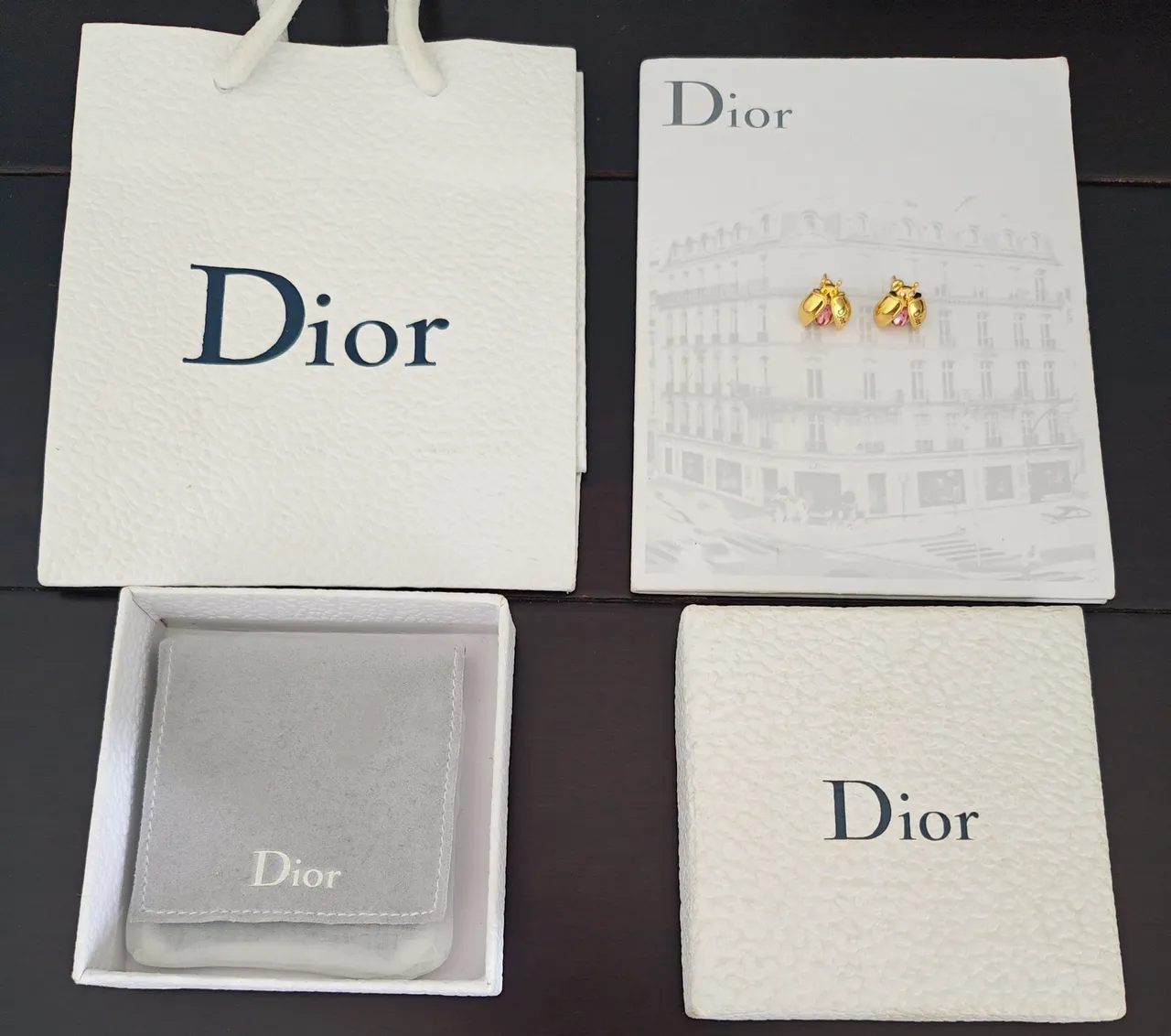 Dior Gold Pink Bag-Shaped Charms Faceted Stone Earrings 3