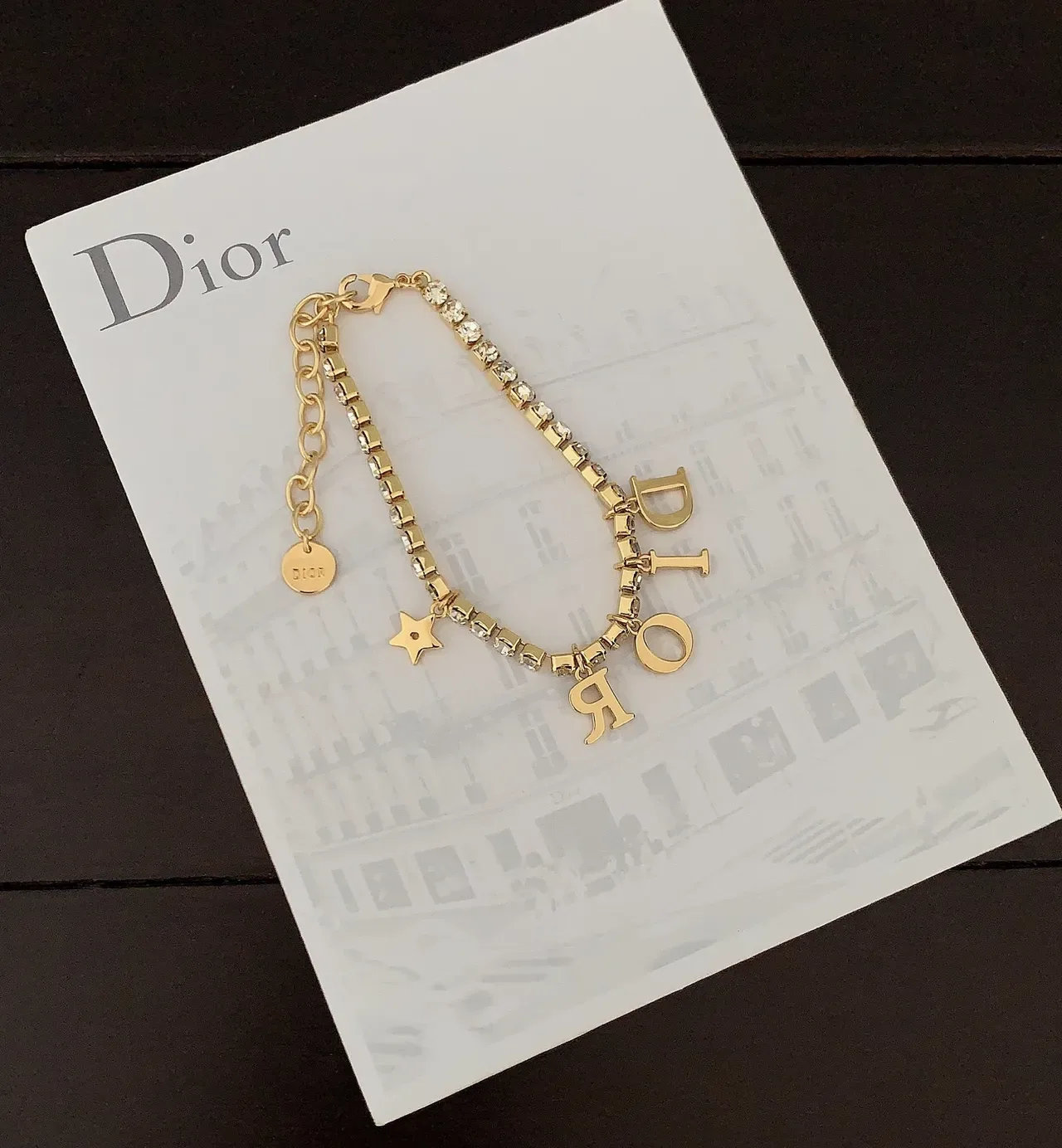 Dior Chaîne Or Argent Pavé Cristal Bracelet 2