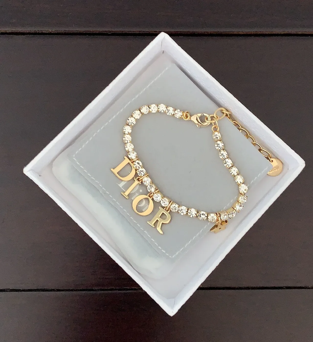 Dior Chaîne Or Argent Pavé Cristal Bracelet 3