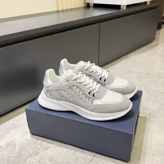 Dior Gris Blanc Monogrammé Panneaux en Maille Daim Lifestyle Sneakers