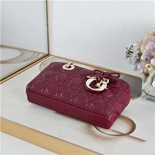 Dior Lady Dior Burgundy Quilted Cannage Top-Handle Tote Bag 23