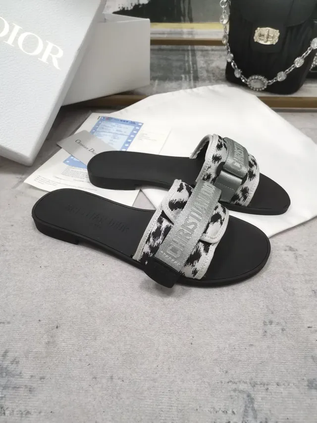 Dior Leopard-Print Logo Strap Slippers 5