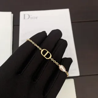 Dior Logo Charm Pearl Bracelet