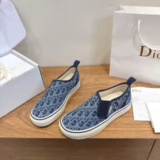 ديور أحذية رياضية Navy White Monogram Jacquard Upper Slip-On Construction Lifestyle
