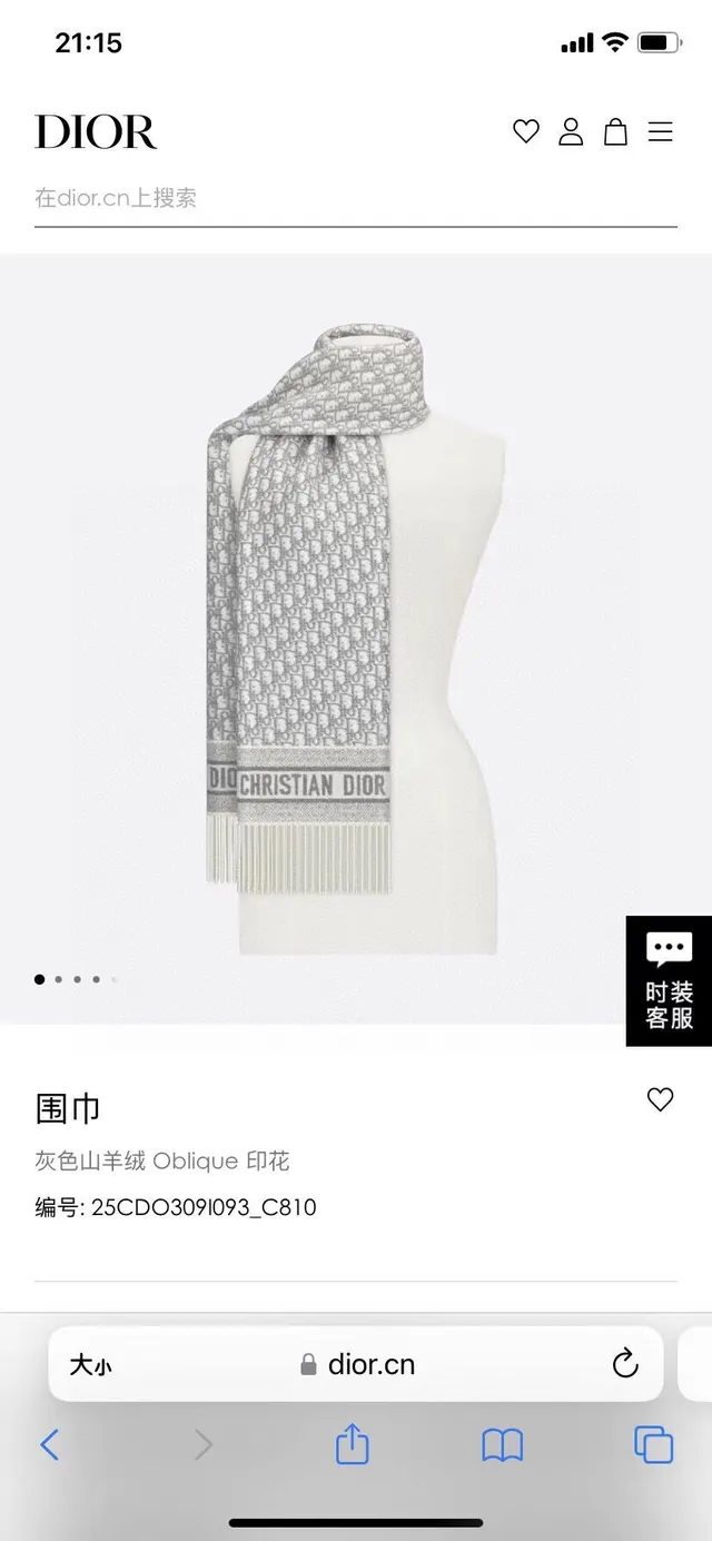 Dior Oblique Monogram cachecol de cashmere cinza 2