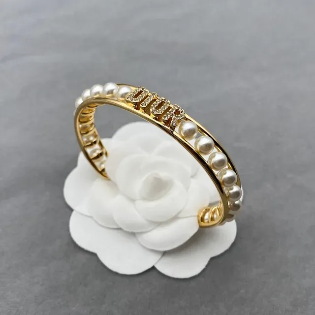 Dior Pearl-Embellished Open Cuff Bracelet 4