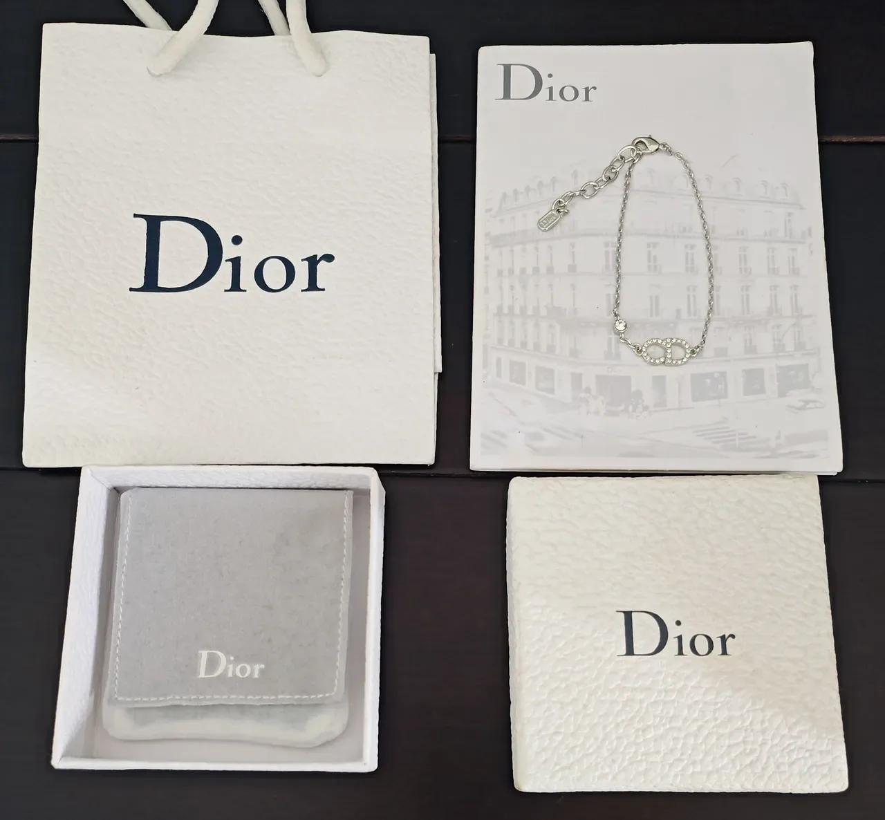 Dior Silver Transparent Chain Crystal-Embellished CD Motif Bracelet 3
