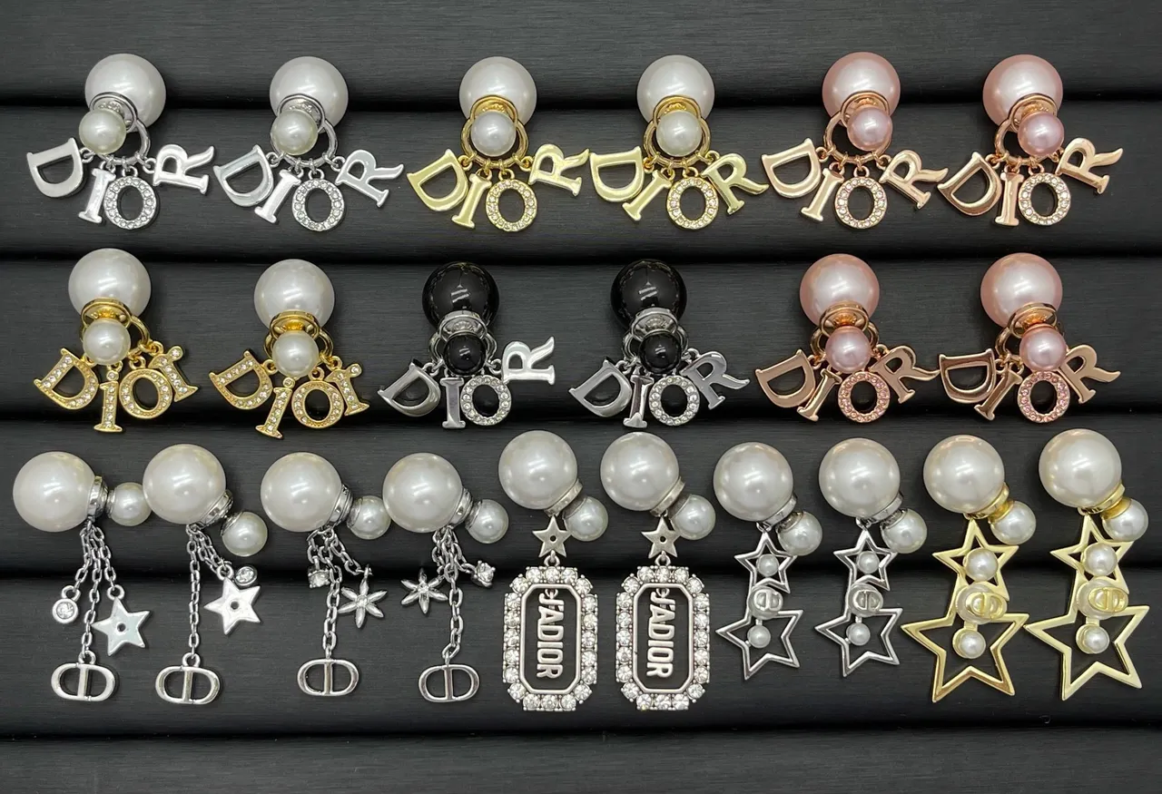 Dior White Gold Pearl-Studded Charm-Dangle Earrings 20