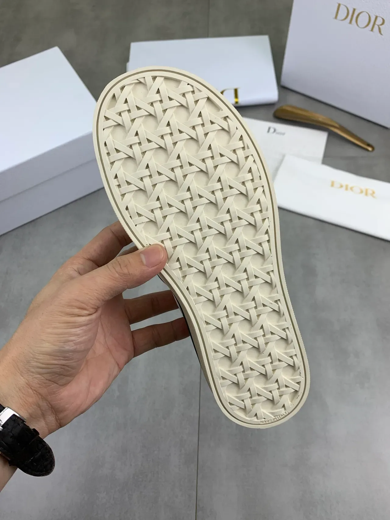 Dior 白绿帆布鞋面刺绣四叶草图案生活方式运动鞋 3