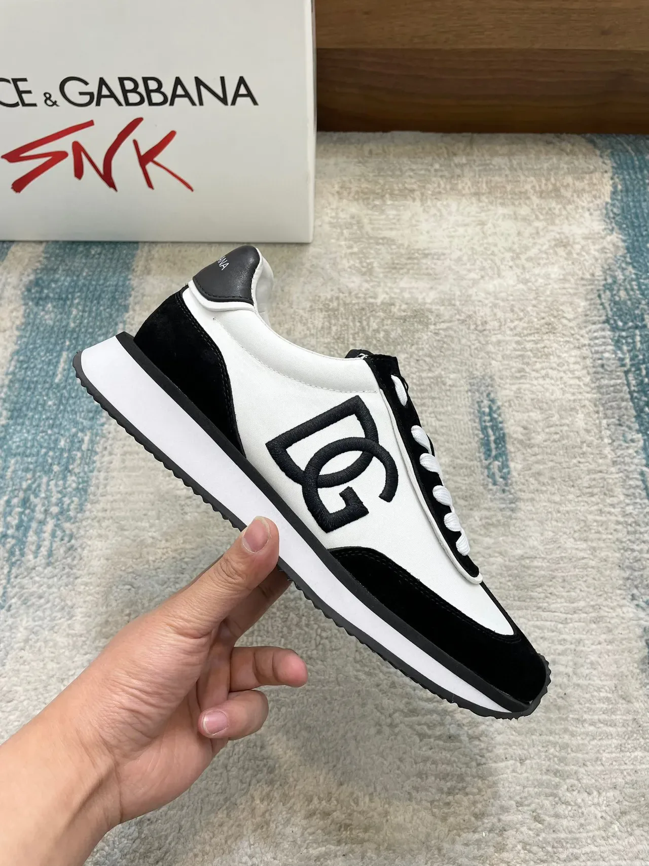 Dolce & Gabbana Black and White DG Monogram Lifestyle Sneakers 5