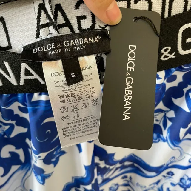 Dolce & Gabbana Blue White Ceramic Tile Print Structured Bustier Top Swimwear 4
