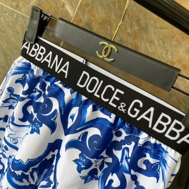 Dolce & Gabbana Blue White Ceramic Tile Print Structured Bustier Top Swimwear 5