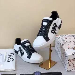 Dolce & Gabbana D&G Graffiti Logo সাদা এবং কালো লাইফস্টাইল স্নিকার