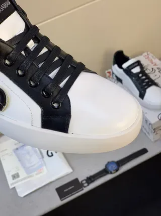 Dolce & Gabbana D&G Graffiti Logo White and Black Lifestyle Sneakers 6