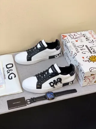 Dolce & Gabbana D&G Graffiti Logo White and Black Lifestyle Sneakers 9