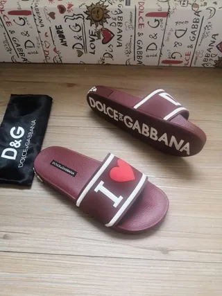 Dolce & Gabbana I Love D&G বারগান্ডি Logo স্লিপার 2