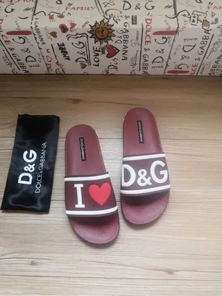 Dolce & Gabbana I Love D&G বারগান্ডি Logo স্লিপার 3