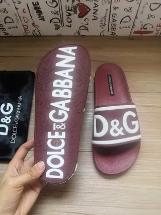 Dolce & Gabbana I Love D&G বারগান্ডি Logo স্লিপার 6