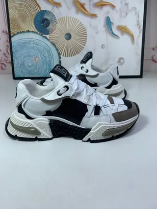 Dolce & Gabbana NS1 সাদা কালো সোল মাল্টি-প্যানেল নির্মাণ চাঙ্কি স্নিকার্স 5