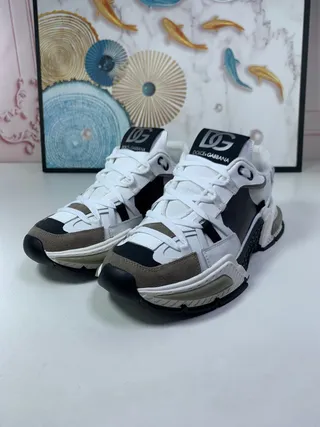 Dolce & Gabbana NS1 সাদা কালো সোল মাল্টি-প্যানেল নির্মাণ চাঙ্কি স্নিকার্স 9