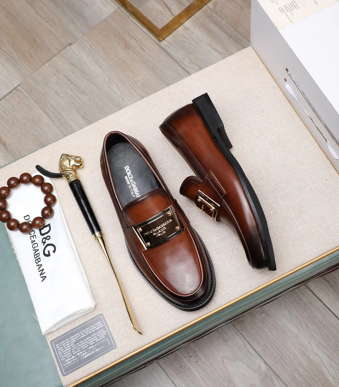 Dolce & Gabbana Portofino 棕色皮革乐福鞋 3