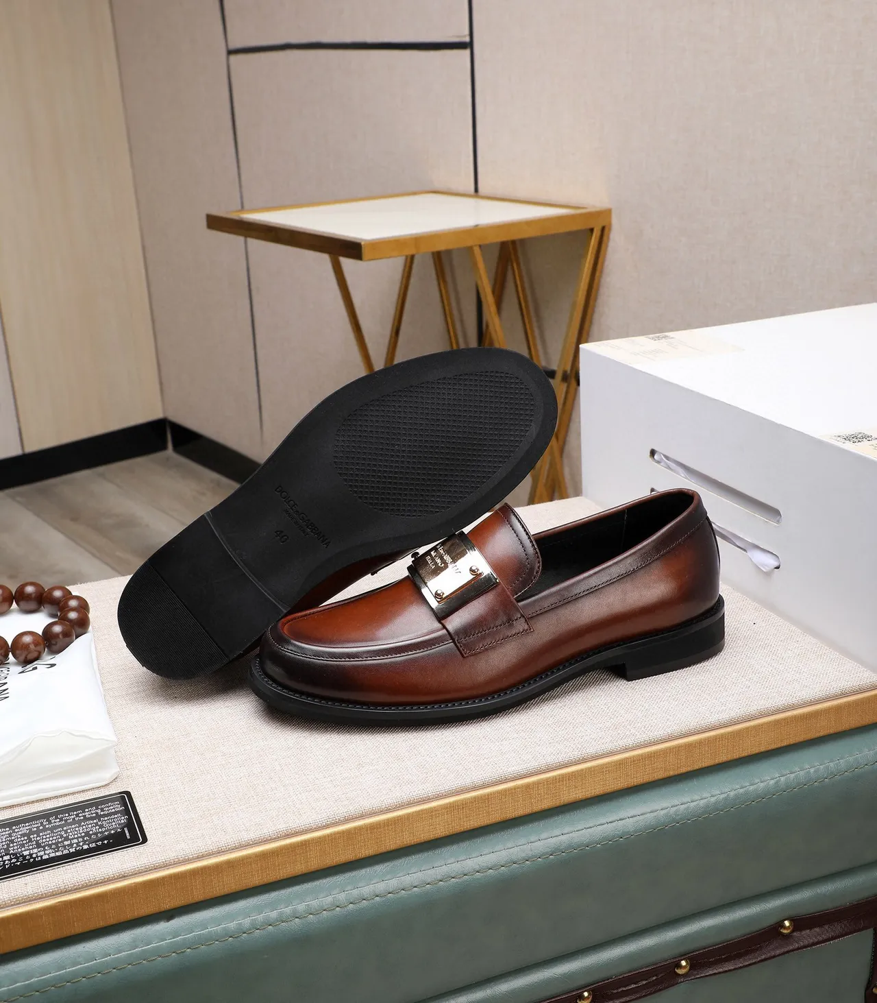 Dolce & Gabbana Portofino 棕色皮革乐福鞋 5