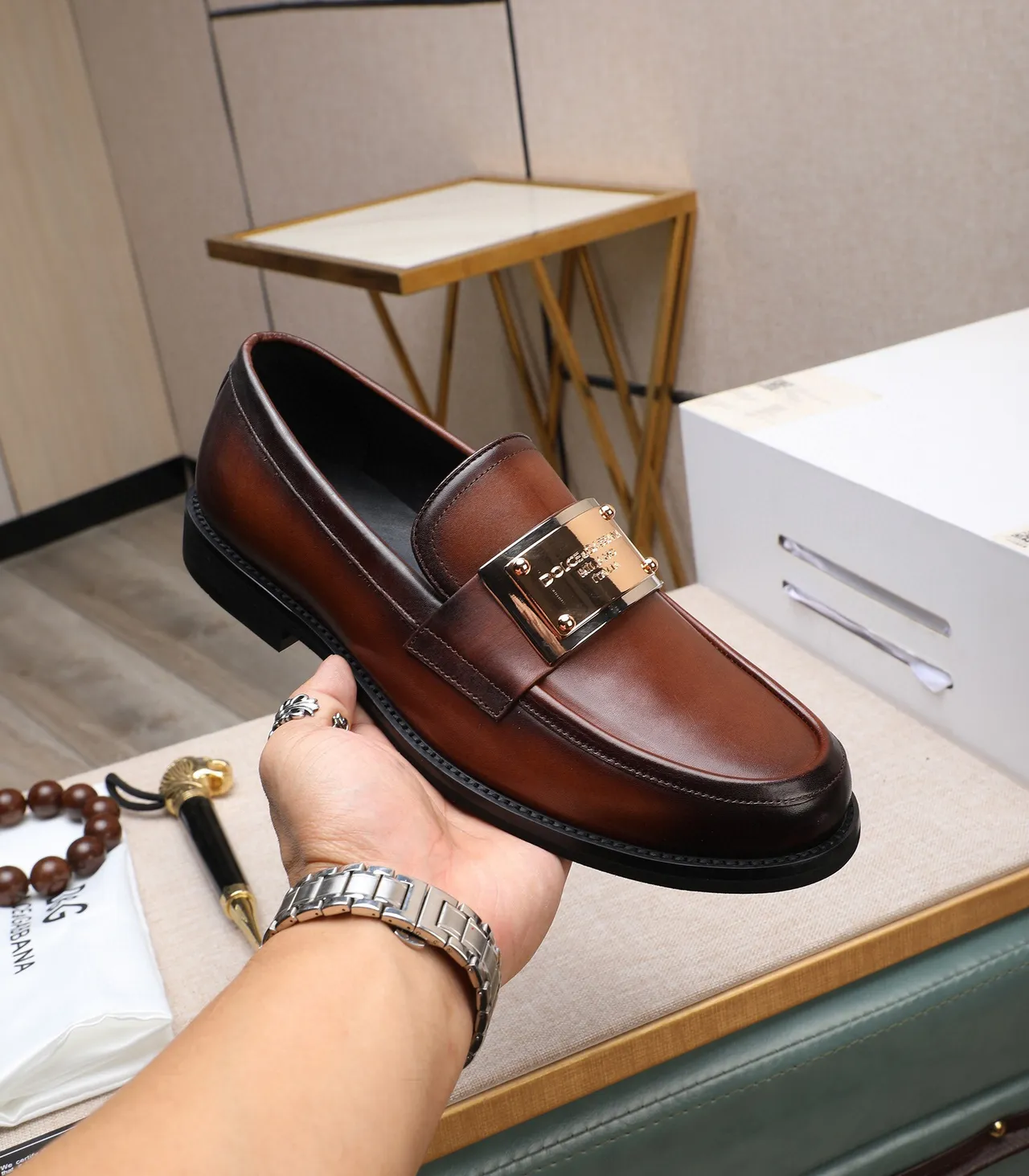 Dolce & Gabbana Portofino 棕色皮革乐福鞋 6