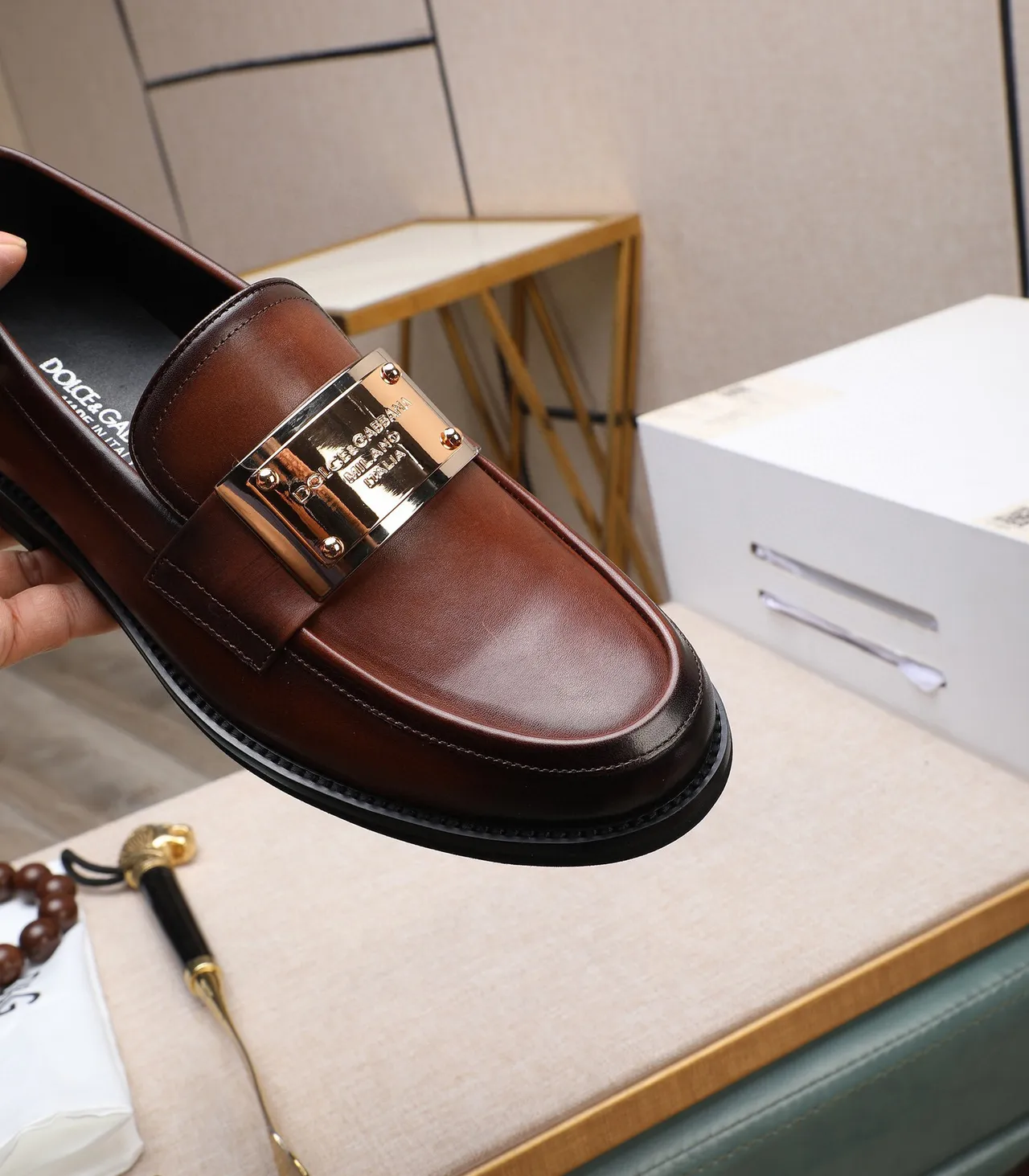 Dolce & Gabbana Portofino 棕色皮革乐福鞋 7